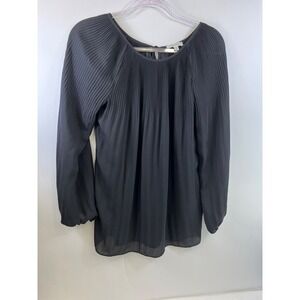 Max Studio Long Sleeve Tunic Blouse Top, Black Women's Sz M‎